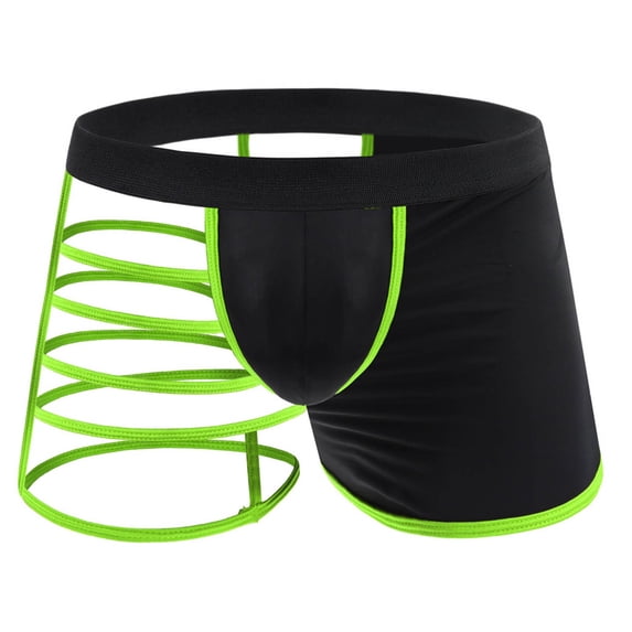 Nilvkv Boxer Briefs for Men, Mens Underwear, Semi Sheer Crisscross Novelty Green Free Size