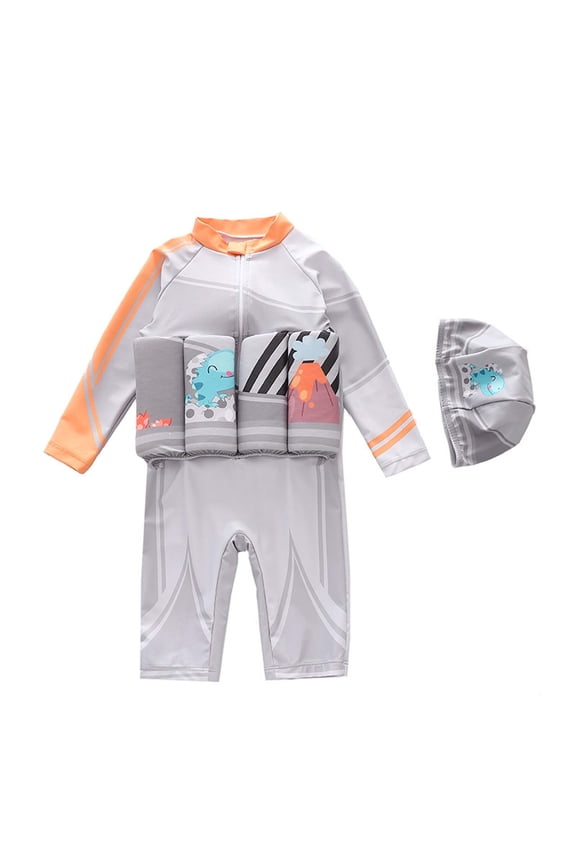 Boys Bathing Suit,Kids Swimsuits,Print Float Stretchy One Piece Rash Guard with Cap Summer Beach Pool Multicolor 6-12 Months