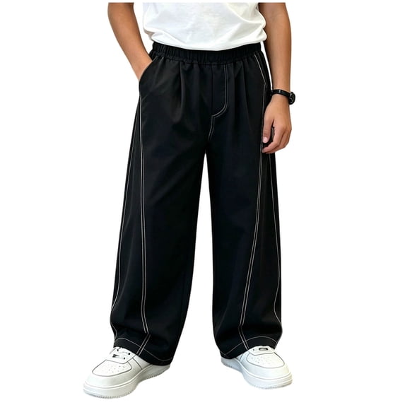 Nilvkv Boys Casual Pants, Boys Quick-Dry Straight Leg Sweatpants with Elastic Waist and Double Stitched Side Seams for Casual Comfort Gray 7-8 Years