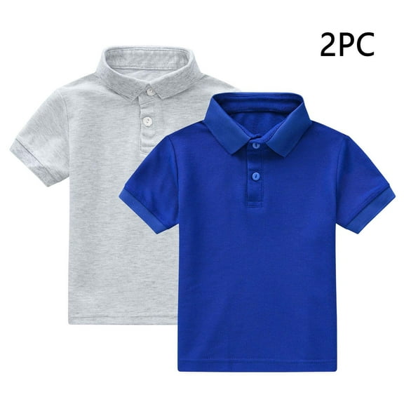 Nilvkv Boys Polo Shirts, Polo Shirts for Kids, Boys and Summer Casual Solid Color Short Sleeved Round Neck Shirt