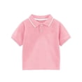 thumbnail image 1 of Nilvkv Boys Shirts, Shirts for Boys, Youth Solid Color Collared Short Sleeve Casual Tee Summer Unisex Pink 6-7 Years, 1 of 3