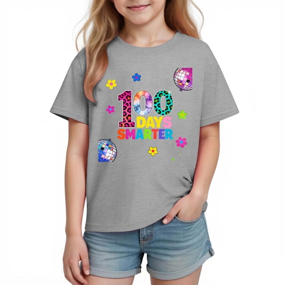 Nilvkv Boys Summer Shirts, Boys T Shirts, Kids Back to School Print Short Sleeve Cotton Top Casual Unisex Gray 3-4 Years