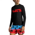 thumbnail image 1 of Nilvkv Boys Swim Set,Boys Bathing Suit,Long Sleeve Hawaiian Print Stretchy Rash Guard Set Surfing Beach Summer Red 9-10 Years, 1 of 7