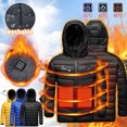 thumbnail image 1 of Nilvkv Boys Winter Jacket, Kids Jacket, 3-Zone Heating USB Smart Control Washable Heart Print Hooded Puffer Coat for Winter Warmth Yellow 4-5 Years, 1 of 7