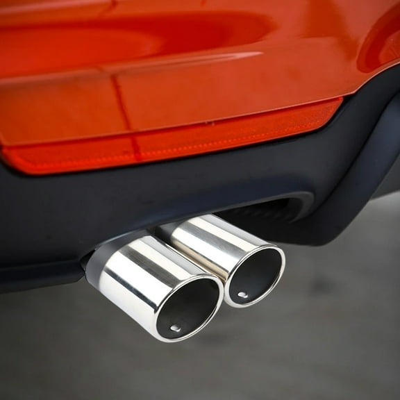 Nilvkv Car Modified Exhaust Pipe Cover Stainless Steel Dual Round Tip Universal Fit for Custom Look, Car Accessories
