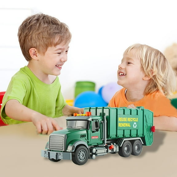 Nilvkv Children's Rubbish Truck Sanitation Car Engineering Car Cleaning Car Self Loading Tipping Bins Children's Toys Boys Gifts, Educational Toy