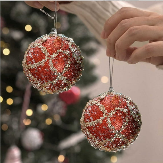 Nilvkv Christmas 8cm Christmas Tree Foam Pendant Christmas Decorations Pearl Hanging Colored, Christmas Decorations, CHRlSTMAS-GlFTs, Christmas Tree
