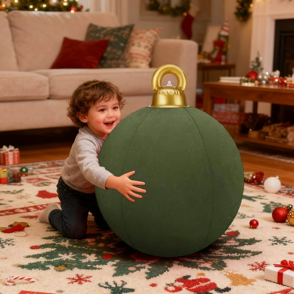 Nilvkv Christmas Balls 1PC 60CM/23.62" Inflatable Velvet Outdoor Christmas Decorated Ball for Christmas Tree Decorations, Christmas Decorations