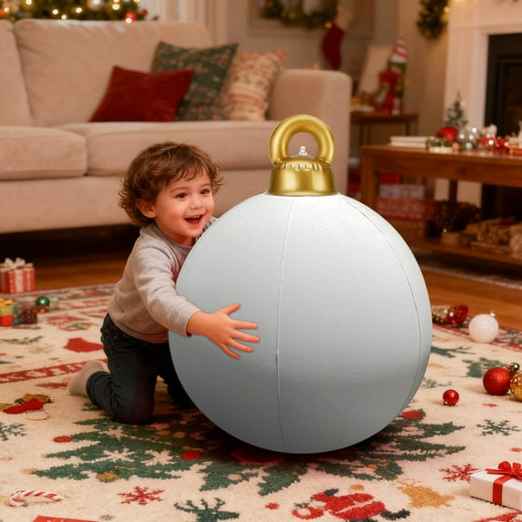 Nilvkv Christmas Balls 1PC 60CM/23.62" Inflatable Velvet Outdoor Christmas Decorated Ball for Christmas Tree Decorations, Christmas Decorations