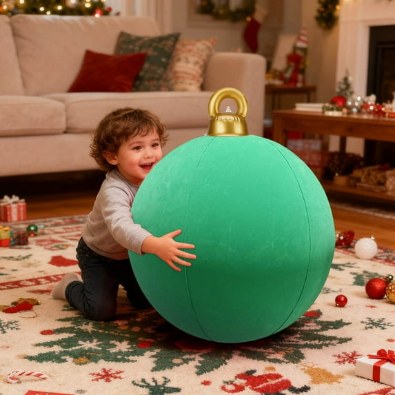 Nilvkv Christmas Balls 1PC 60CM/23.62" Inflatable Velvet Outdoor Christmas Decorated Ball for Christmas Tree Decorations, Christmas Decorations