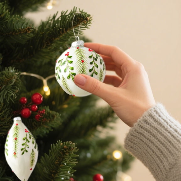 Nilvkv Christmas Decorative Glass Ornaments Shiny Hanging Balls For Tree And Window Decor Festive Holiday Decorations 2 Pack Glitter Orbs, Christmas