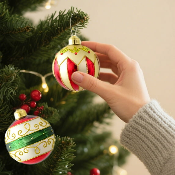 Nilvkv Christmas Decorative Glass Ornaments Shiny Hanging Balls For Tree And Window Decor Festive Holiday Decorations 2 Pack Glitter Orbs, Christmas