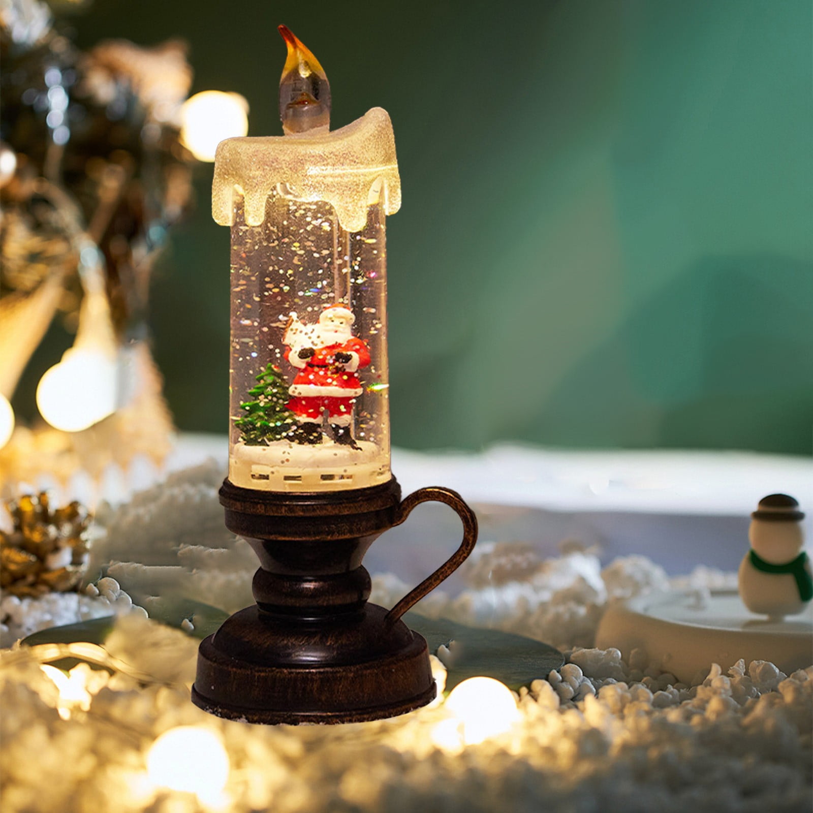 Nilvkv Christmas Lights, 2PC Christmas Snowman Lamp Snow Lantern Candle Snow Candles Flameless Oil Lamp Night Light(110ml), Christmas Decorations