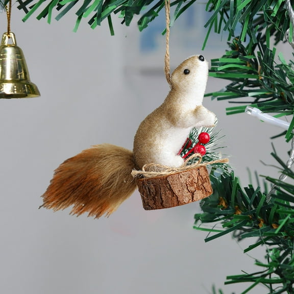 Nilvkv Mini Christmas Tree Decor Lifelike Squirrel Figurines & Pine Cone Forest Animal Hanging Ornaments, Christmas Decorations, CHRlSTMAS-GlFTs