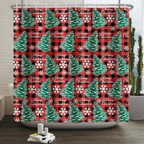 Nilvkv Christmas Winter Snowflake Christmas Printed Polyester Shower Curtain Bathroom Bathroom, Christmas Decorations, Christmas Gifts