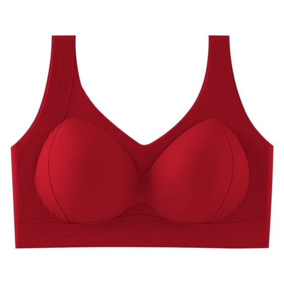 Nilvkv Comfortable Bras for Women, Bras for Women, Floral Print Thin Breathable Comfort Wireless Cotton Cami Style Everyday Intimate Red 40BCD