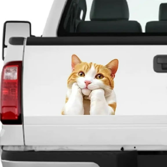 Nilvkv Cute Orange Cat Car Window Sticker Adorable Animal Decal for Personalizing Your Vehicle, Car Accessories