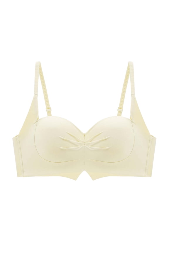 Demi Bras for Women, Wireless Bras for Women, Regular Strap Wireless Solid Half Cup Seamless Open Back Everyday Bra Beige 36BC