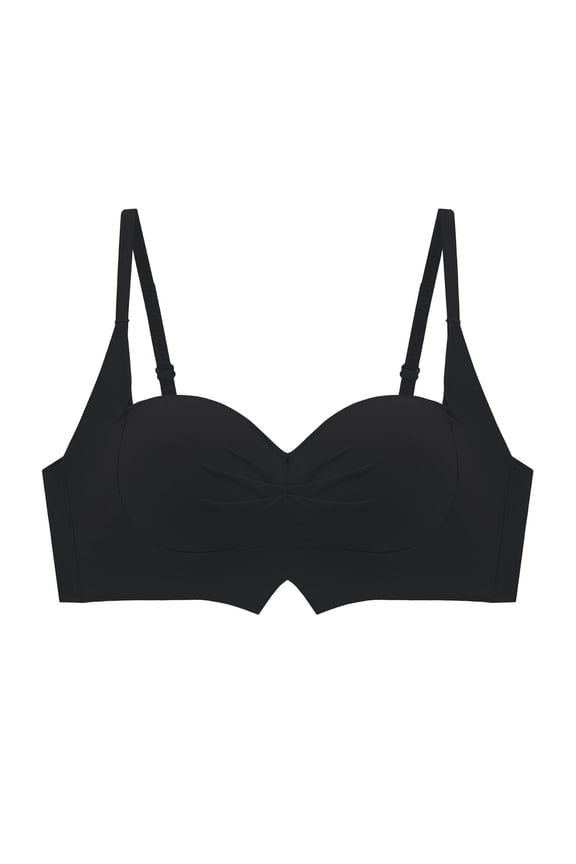 Demi Bras for Women, Wireless Bras for Women, Regular Strap Wireless Solid Half Cup Seamless Open Back Everyday Bra Black 38BC