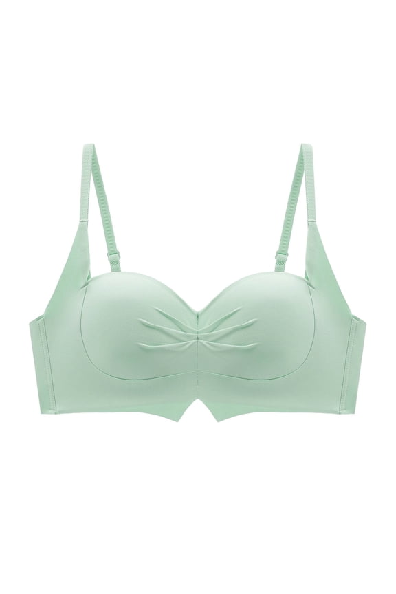 Demi Bras for Women, Wireless Bras for Women, Regular Strap Wireless Solid Half Cup Seamless Open Back Everyday Bra Green 34ABC