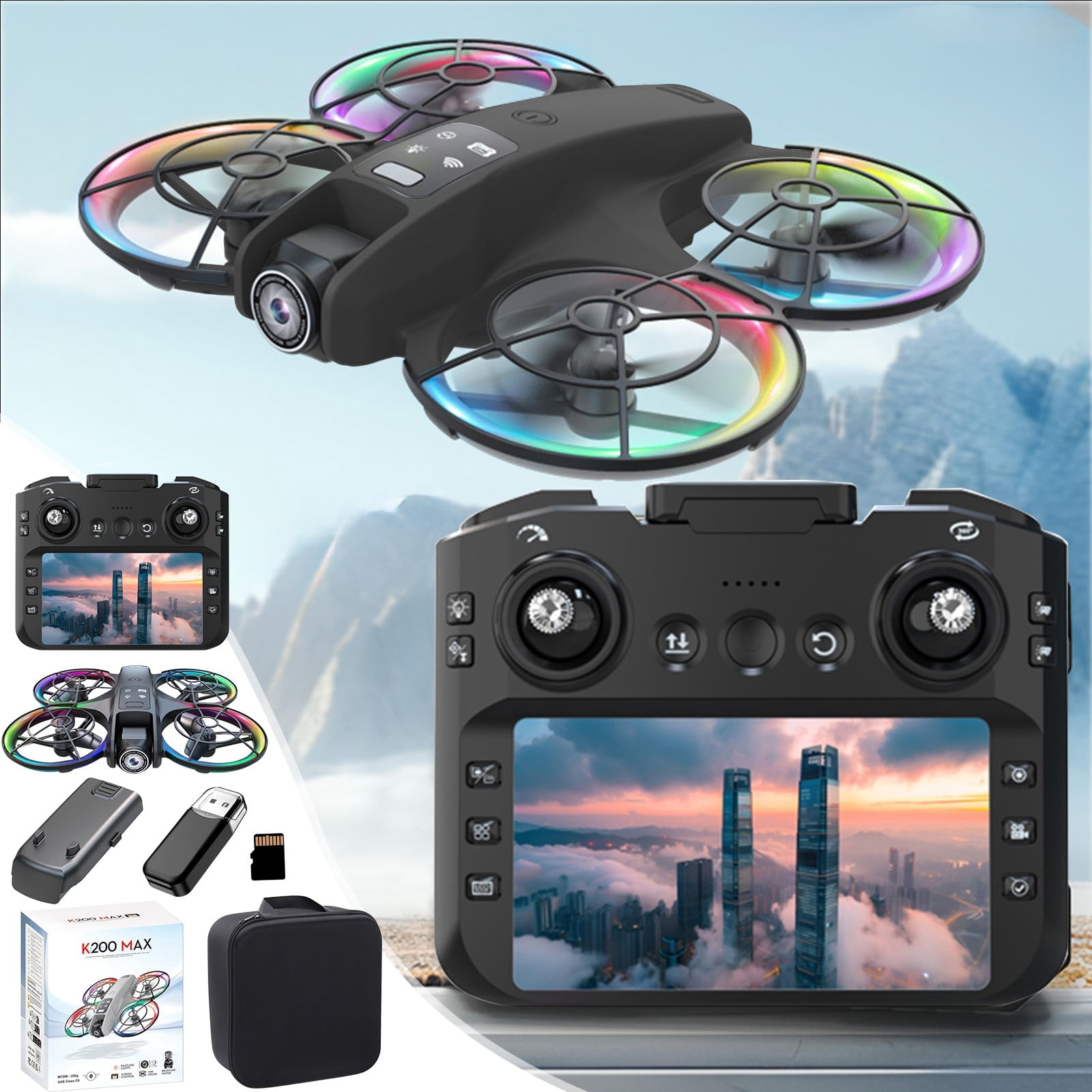 Nilvkv Drone with 4.5Inch Screen Remote Control Brushless Motor and ...