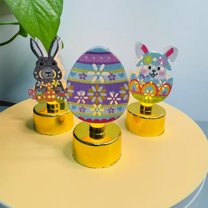 Nilvkv Easter Bunny Lamp, Happy Easter Eggs Bunny Cute Colorful Eggs Inserted in Night Lights Holiday Desktop Glowing Ornament Home Decoration