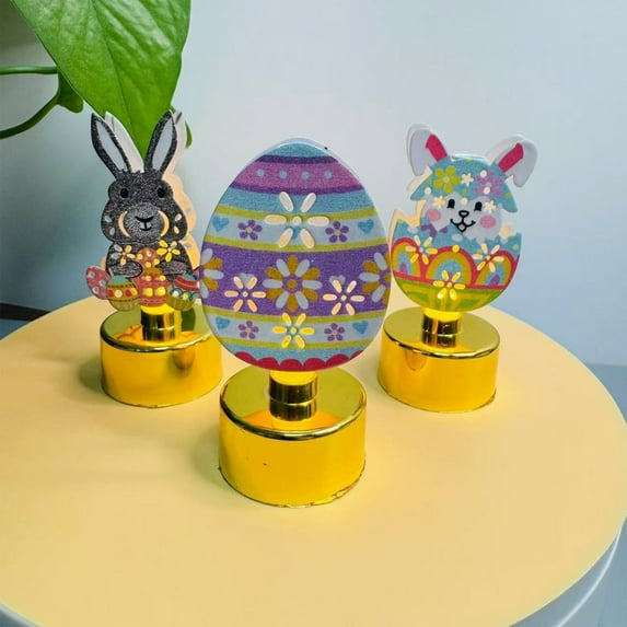 Nilvkv Easter Bunny Lamp, Happy Easter Eggs Bunny Cute Colorful Eggs Inserted in Night Lights Holiday Desktop Glowing Ornament Home Decoration