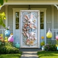 thumbnail image 1 of Nilvkv Easter Decor, Easter Bunny Eggs Door Cover Banners, 180x90cm, Spring Flowers Blue Bow Pastel Design, for Home Indoor Outdoor Holiday Decoration, 1 of 6