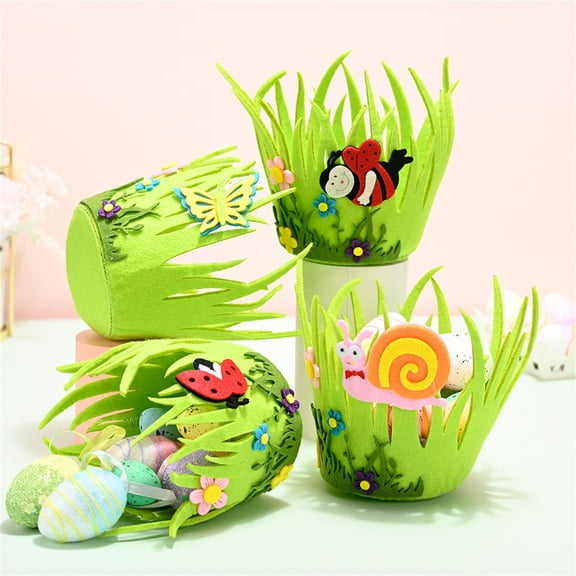 Nilvkv Easter Decoration Basket, Easter Decorations Easter Round Portable Non-woven Bucket Easter Decorations for Easter Basket Stuffers