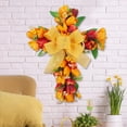 thumbnail image 1 of Nilvkv Easter Decorations, Jesus Cross Lily Wreath Wooden Frame Simulation Garland Religious Front Door Hanging Spring Home Decoration, 1 of 6