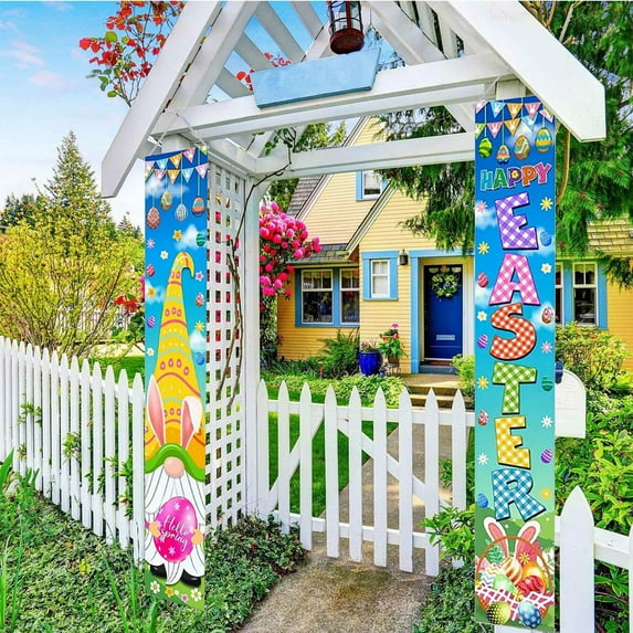Nilvkv Easter Porch Banner Cloth Weatherproof for Outdoor Hanging to Announce Celebrations, Banners