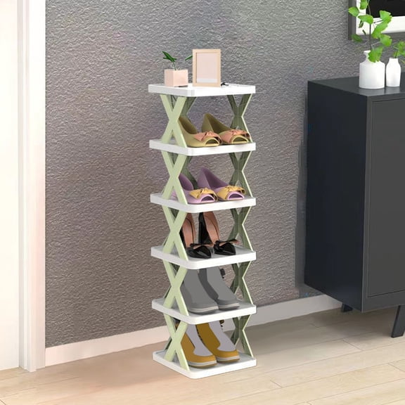 Nilvkv Folding Shoe Racks, Portable Shoe Storage Rack Free Standing Shelf without Installation Shoe Organizer for Entryway, Closet, Bedroom, Multifunctional Shoe Rack Saving Spaces (6 Tier)