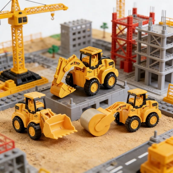 Nilvkv Friction Powered Cars, 6.1in Push and Go Toys Car Construction Vehicles Construction Truck Made with Plastic, Toys for 3+ Year Old Boys and Girls Gifts