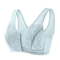 thumbnail image 1 of Nilvkv Front Closure Bras for Women, Plus Size Bras, Embroidered Plus Size Front Closure Thin Breathable Comfort Wireless Everyday Bra Blue 44BC, 1 of 4
