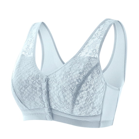Nilvkv Front Closure Bras for Women, Plus Size Bras, Embroidered Plus Size Front Closure Thin Breathable Comfort Wireless Everyday Bra Blue 44BC
