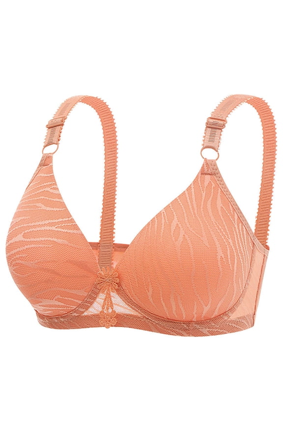 Full Coverage Bras for Women, Wireless Bras with Support and Lift, B Cup Lace Pattern Back Hook Adjustable Strap Thin Breathable Comfort Wireless Everyday Bra Beige 36ABC