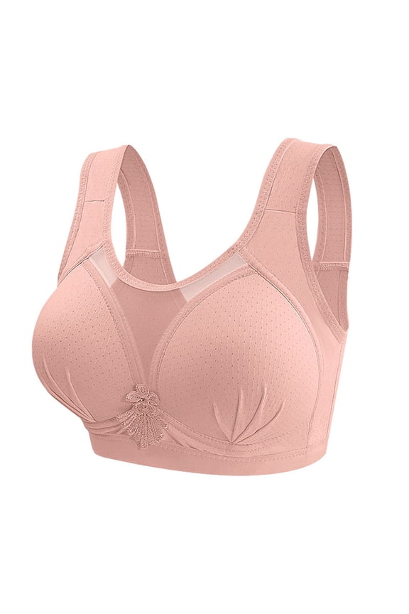 Full Coverage Bras for Women, Plus Size Bras, Thin Wireless Push Up Comfort Modesty Breathable Shaping Jacquard Intimate Pink 44BCD