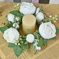 thumbnail image 1 of Nilvkv Rose Candle Holder, 20CM/7.87" Ring Garland Valentines Day Decorations Fake Flower Wreath Candlestick for Wedding Table Centerpiece Home Decor, 1 of 6