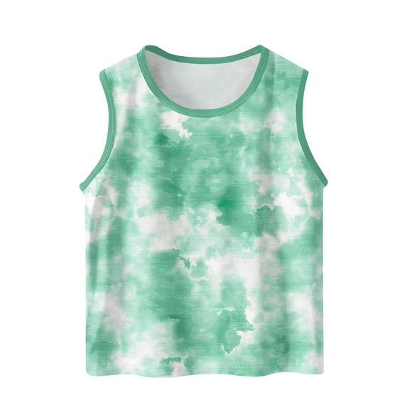 Nilvkv Girls Cami Tank Tops, Girls Tank Tops, Kids Tie Dye Ombre Sleeveless Round Neck Top Casual Green 3-4 Years