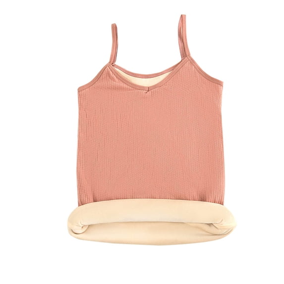 Nilvkv Girls Camisole, Girls Tank Tops, Youth Solid Fleece Lined Warm Spaghetti Strap Basic Top Fall Winter Pink 15-18 Years