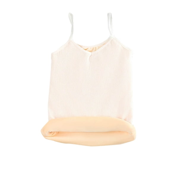 Nilvkv Girls Camisole, Girls Tank Tops, Youth Solid Fleece Lined Warm Spaghetti Strap Basic Top Fall Winter White 15-18 Years