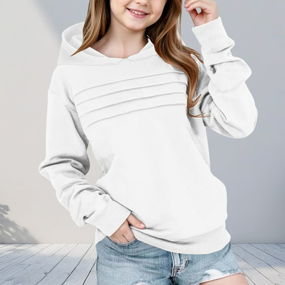 Nilvkv Girls Hoodies, Hoodies for Kids, Girls Middle and Large Children's Casual Solid Color Hoodie Long Sleeve Sports Jacket for 2-14 Years