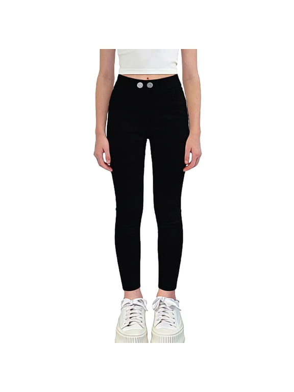 Girls Jeans, Jeans for Girls, Kids Solid Color Stretchy Skinny Jeans High Elasticity Casual Spring Fall Black 11-12 Years