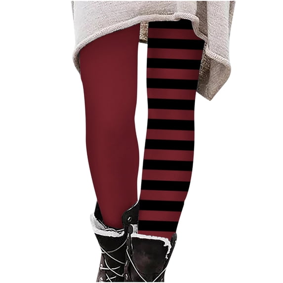 Nilvkv Girls Leggings, Girls Pants, Striped Printed Tights with Stretch and Elastic Waist, perfect for Halloween Parties Red 3-4 Years