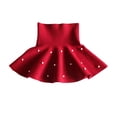 thumbnail image 1 of Nilvkv Girls Ruffle Skirt, Girls Skirts, Kids Solid Color Knit Ruffle Hem Bottom with Novelty Trim Casual Fall Winter Red 4-5 Years, 1 of 8