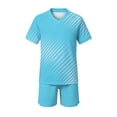 thumbnail image 1 of Nilvkv Toddler Girl Outfit, Girls Athletic Sets, Fast Dry Breathable Short Sleeve Jersey and Pocketed Shorts Set Training Blue 11-12 Years, 1 of 8