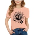 thumbnail image 1 of Nilvkv Girls Summer Tops, Girls T Shirts, Sunflower and Bee Print Round Neck Short Sleeve Tee Casual Summer Red 10-11 Years, 1 of 4