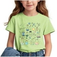 thumbnail image 1 of Nilvkv Girls Summer Tops, Shirts for Girls, Chemistry Print Round Neck Short Sleeve Tee Back to School Green 3-4 Years, 1 of 7
