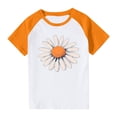 thumbnail image 1 of Nilvkv Girls Summer Tops, Shirts for Girls, Daisy Print Raglan Short Sleeve Tee Casual Spring Summer Orange 7-8 Years, 1 of 4