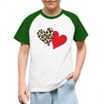 thumbnail image 1 of Nilvkv Girls Summer Tops, Shirts for Girls, Vacation Heart Print Raglan Short Sleeve Top Casual Green 7-8 Years, 1 of 8